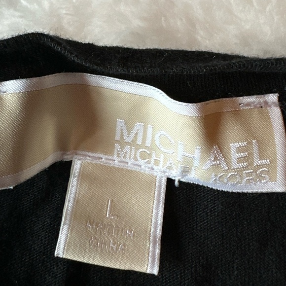 Michael Kors Black & White Animal Print Long Sleeve Top Womens Large - Picture 2 of 3